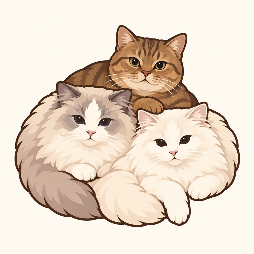 ภาพประกอบแมวสามตัวของผู้สร้าง 3cats company